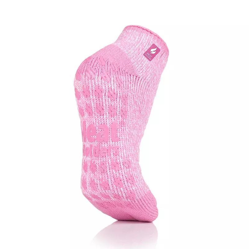 Heat Holders Womens Original 7X Warmer Twist Ankle Slipper Socks with Grippers, Light Pink Ivory Product Image