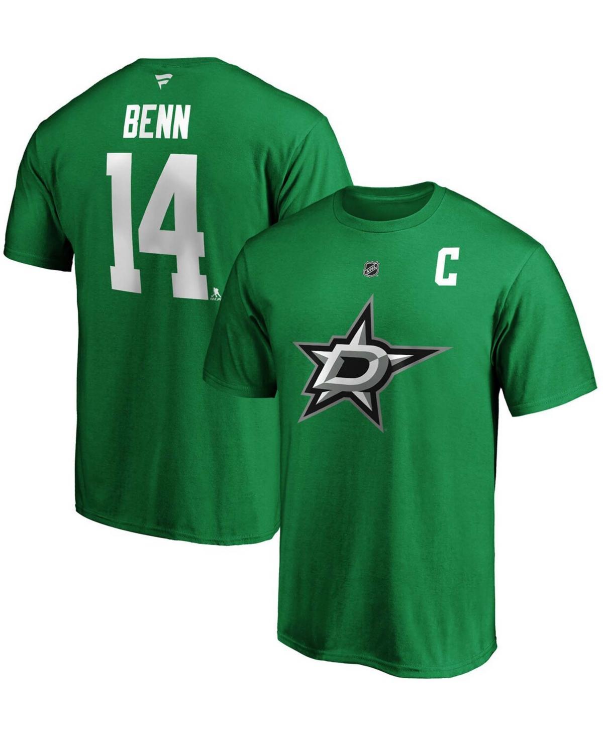 Mens Fanatics Branded Jamie Benn Kelly Green Dallas Stars Authentic Stack Name & Number T-Shirt Product Image