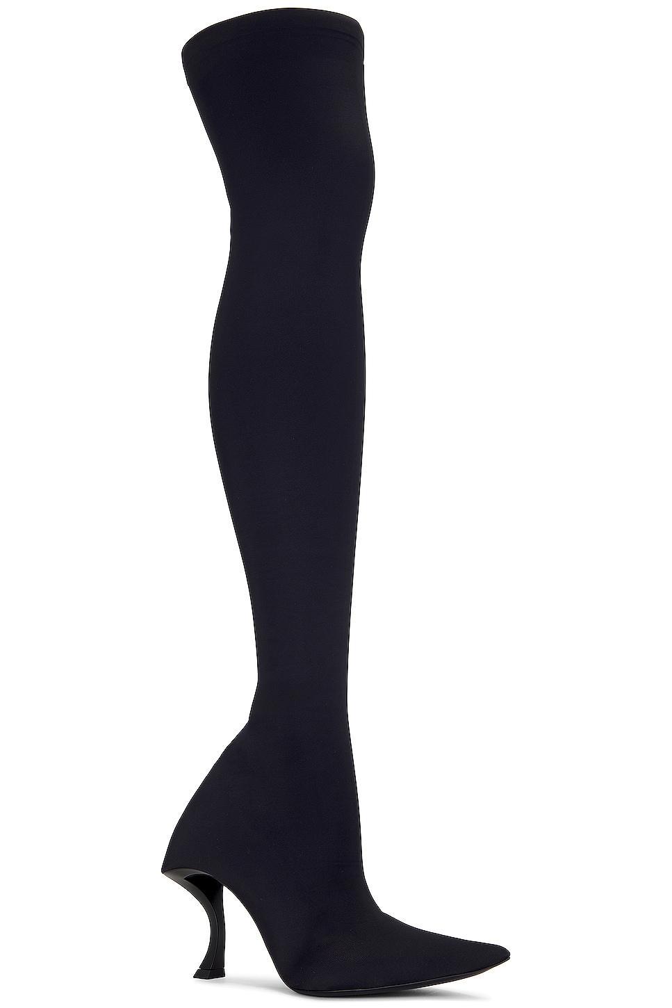 Balenciaga Hourglass Over The Knee Boot in Black - Black. Size 36 (also in 37). Product Image