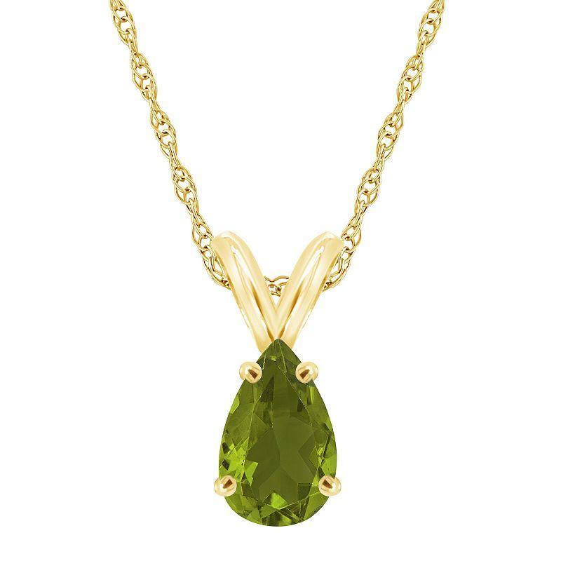 Celebration Gems 14k Gold Gemstone Teardrop Pendant Necklace, Womens Green Product Image