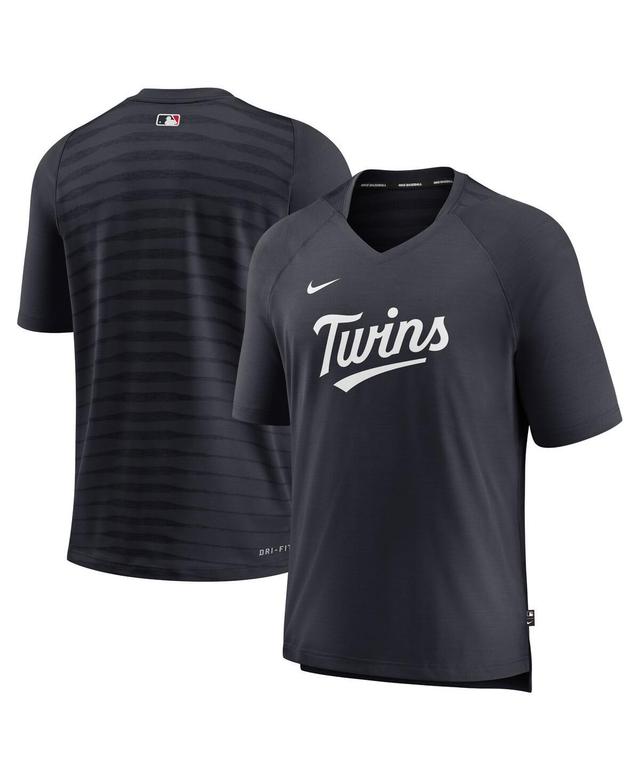 Men's Nike Minnesota Twins Navy Authentic Collection Pregame Raglan Performance V-Neck T-Shirt Product Image