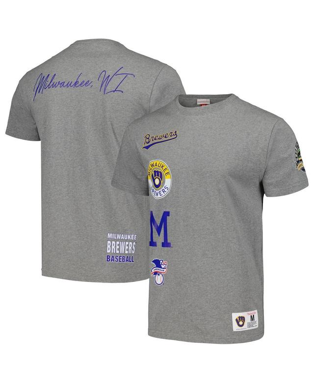 Mens Mitchell & Ness Heather Gray Milwaukee Brewers Cooperstown Collection City Collection T-shirt Product Image