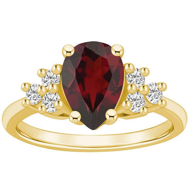 Alyson Layne 14k Gold Pear Shape Garnet & 1/3 Carat T.W. Diamond Ring, Womens Product Image