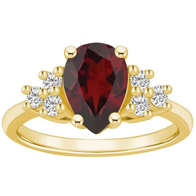 Alyson Layne 14k Gold Pear Shape Garnet & 1/3 Carat T.W. Diamond Ring, Womens Red Product Image