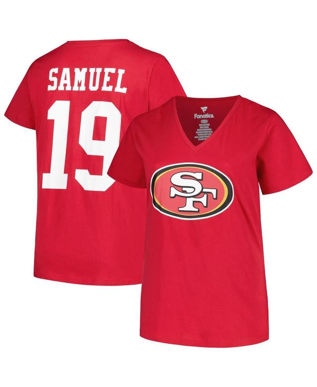 Womens Fanatics Branded Deebo Samuel Scarlet San Francisco 49ers Plus Size Player Name & Number V-Neck T-Shirt Product Image