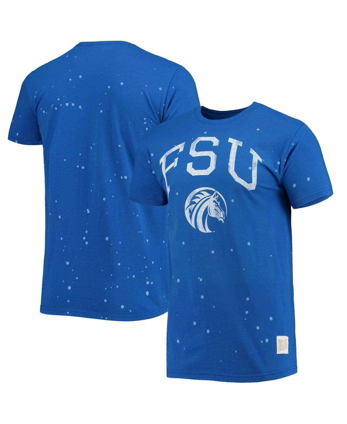 Mens Original Retro Brand Royal Fayetteville State Broncos Bleach Splatter T-shirt Product Image