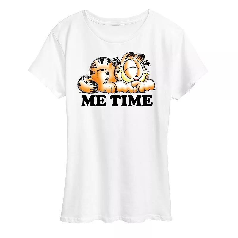 Womens Garfield Me Time Sketch Graphic Tee, Girls Grey Green Product Image