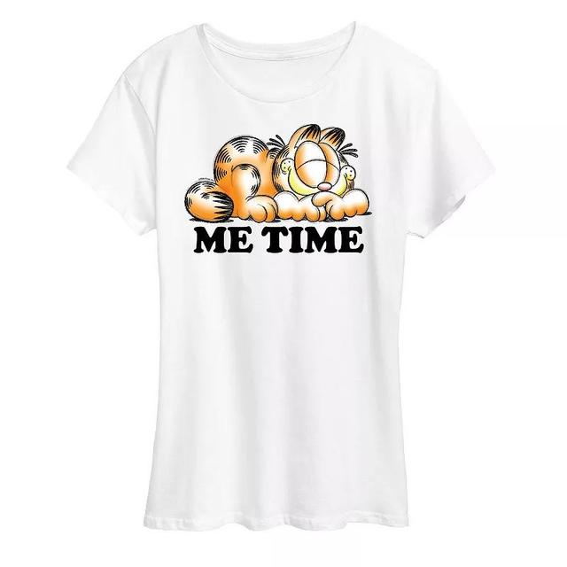 Womens Garfield Me Time Sketch Graphic Tee, Girls Grey Royal Blue Product Image