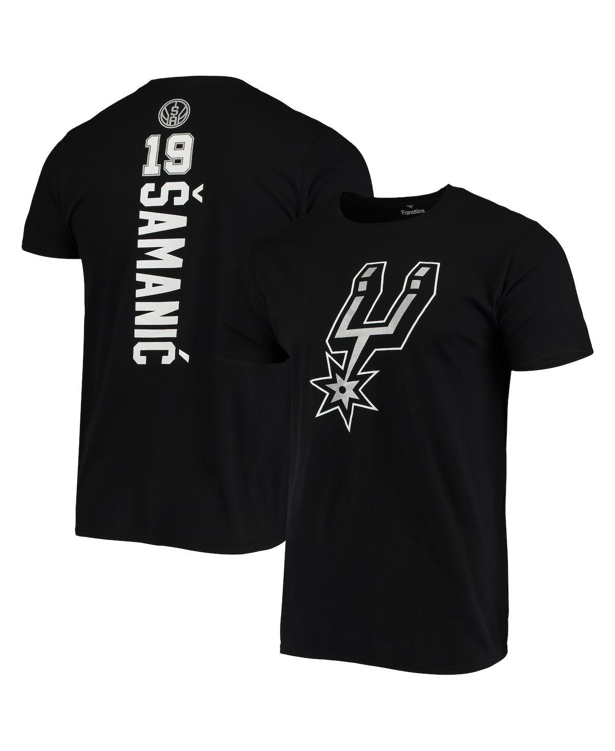 Mens Fanatics Luka Samanic Black San Antonio Spurs Playmaker Name and Number Logo T-shirt Product Image