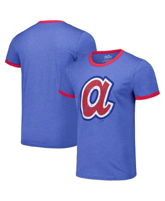 Mens Majestic Threads Royal Atlanta Braves Ringer Tri-Blend T-Shirt Product Image