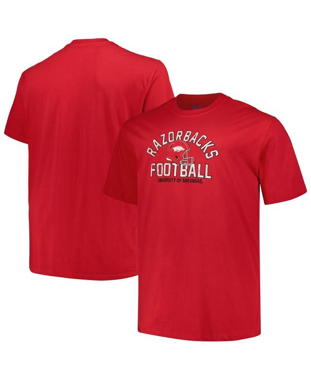 Champion Mens Cardinal Arkansas Razorbacks Big Tall Football Helmet T-Shirt Product Image