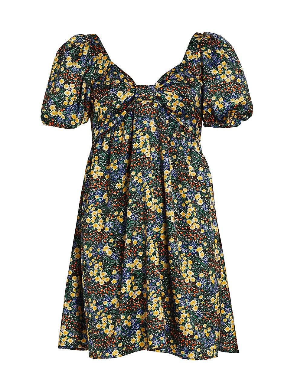 Womens Quinn Floral Puff-Sleeve Minidress Product Image