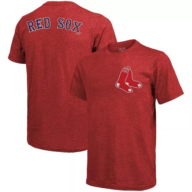 Mens Majestic Threads Boston Sox Throwback Logo Tri-Blend T-Shirt Product Image