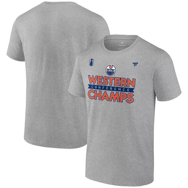 Mens Fanatics Heather Gray Edmonton Oilers 2024 Western Conference Champions Big & Tall Locker Room T-Shirt Product Image