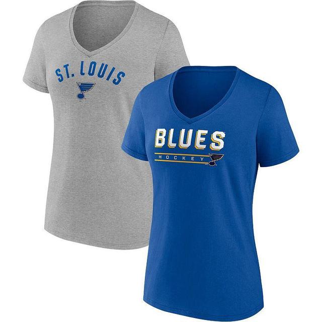 Womens Fanatics Branded Royal/Heathered Gray New York Islanders 2-Pack V-Neck T-Shirt Set Product Image