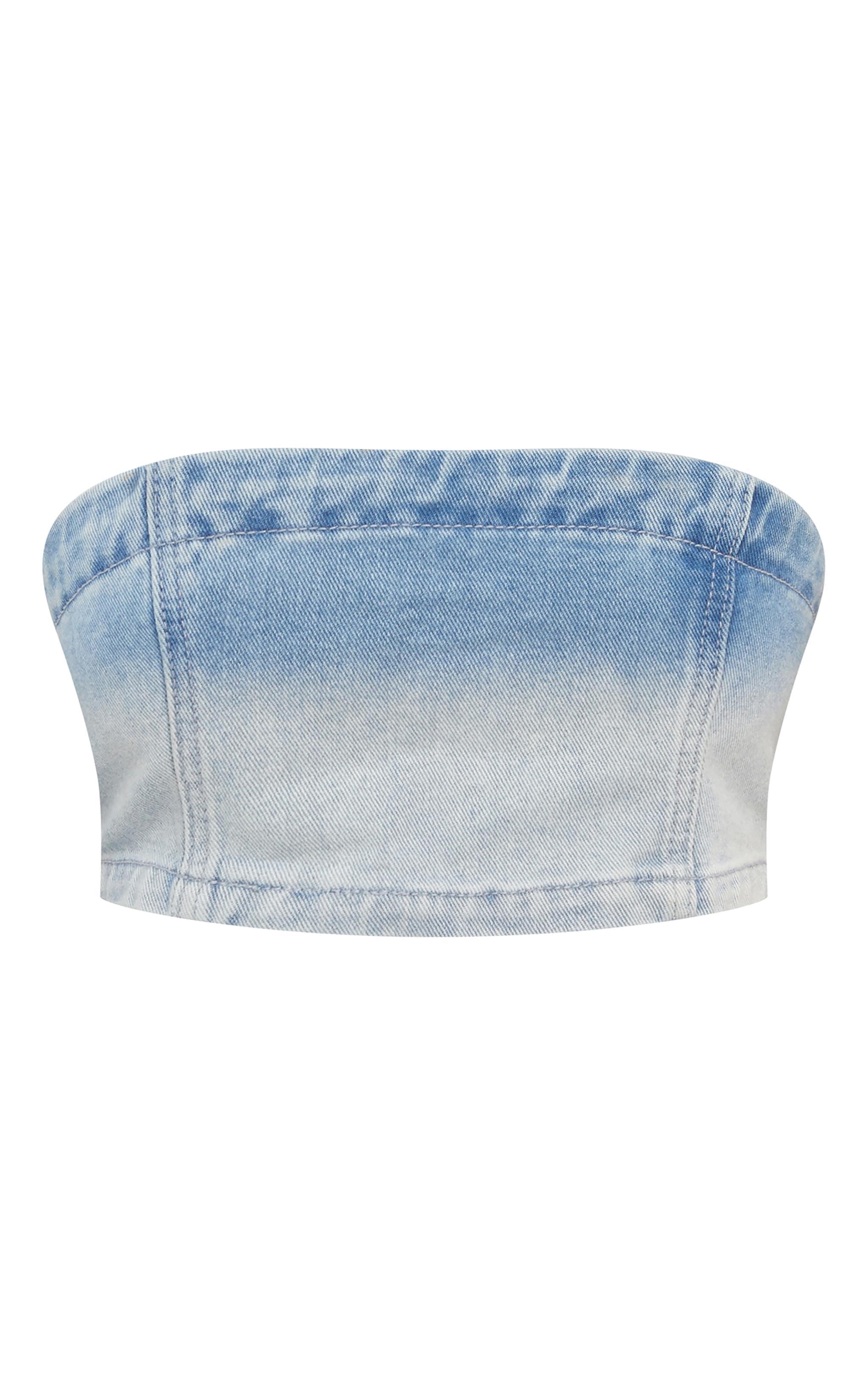 Shape Light Blue Washed Denim Bandeau Top Product Image