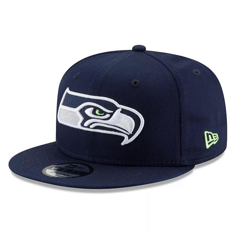 Mens New Era College Seattle Seahawks Basic 9FIFTY Adjustable Snapback Hat, Blue Product Image