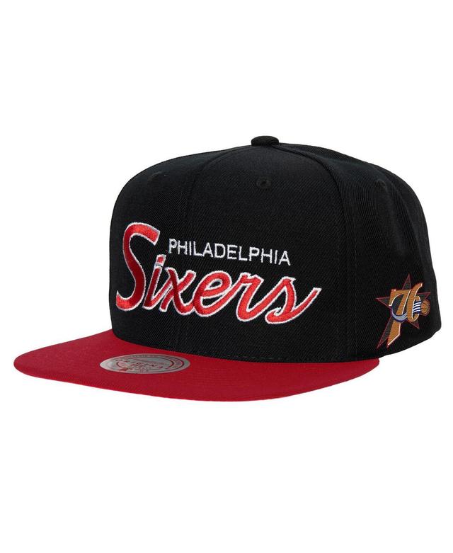 Mens Mitchell & Ness Philadelphia 76ers Hardwood Classics MVP Team Script 2.0 Snapback Hat Product Image