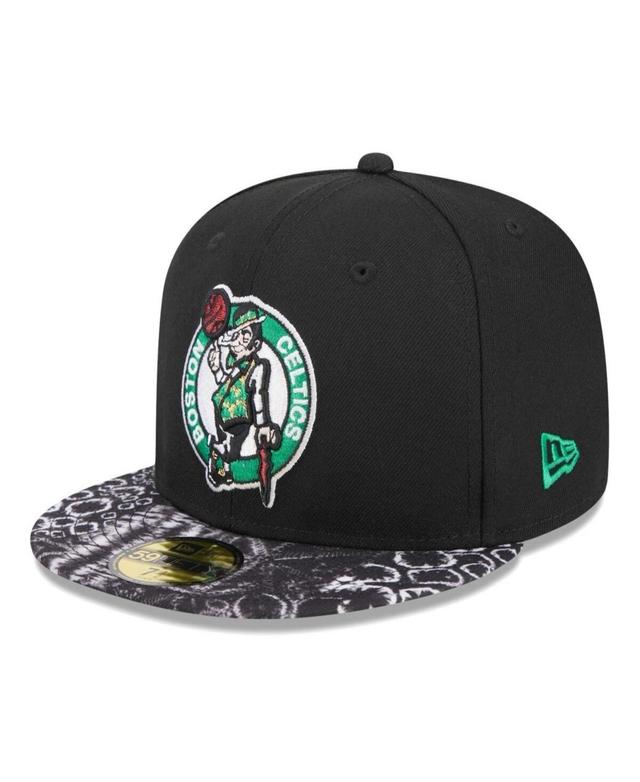 Mens New Era Black Boston Celtics Coral Reef Visor 59FIFTY Fitted Hat Product Image