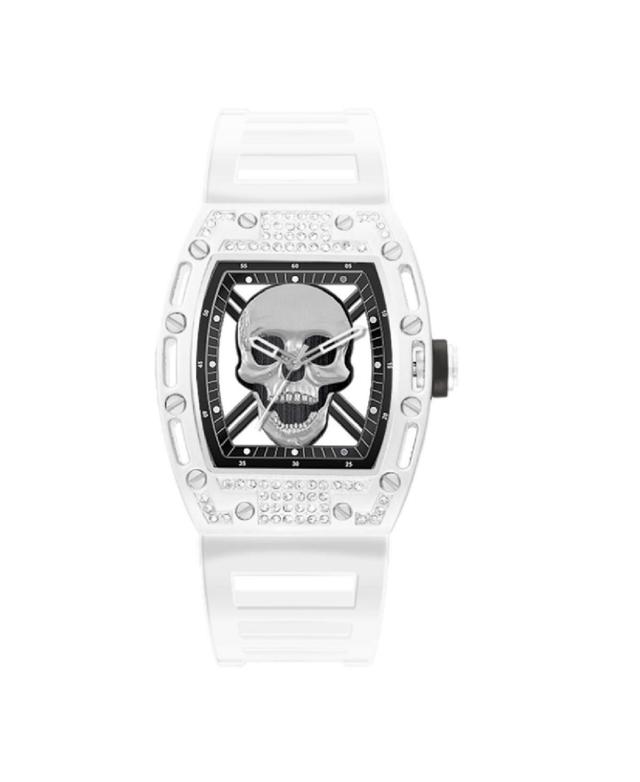 Ed Hardy Mens Matte White Plastic Strap Watch 42mm - Brushed Black Product Image