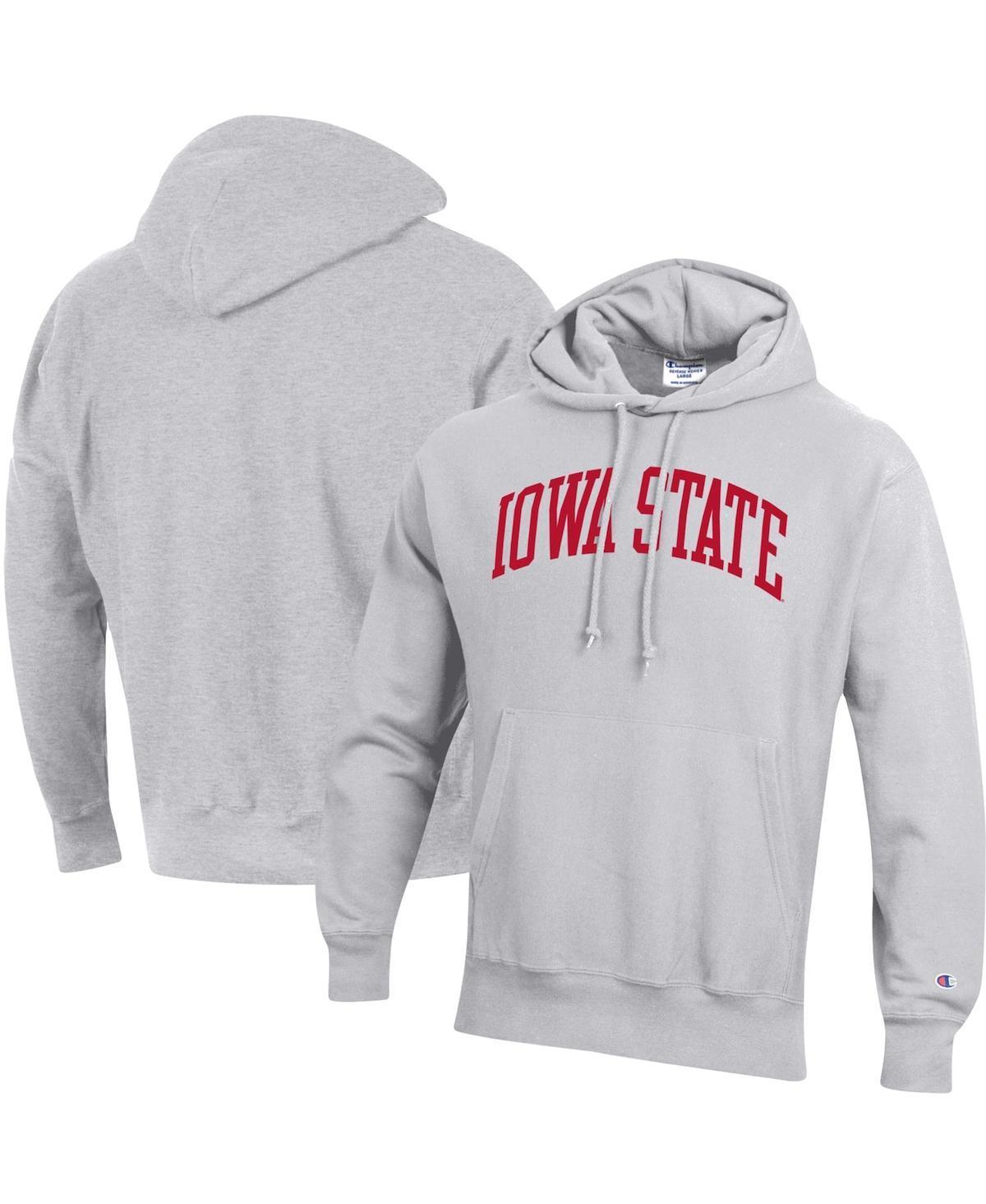 Mens Champion Heathered Gray Iowa State Cyclones Team Arch Reverse Weave Pullover Hoodie Grey Product Image