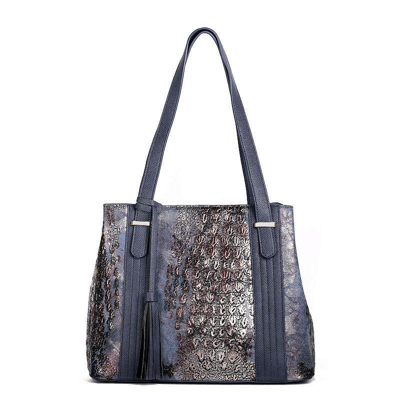 Womens Karla Hanson RFID-Blocking Eva Tote Bag, Blue Product Image