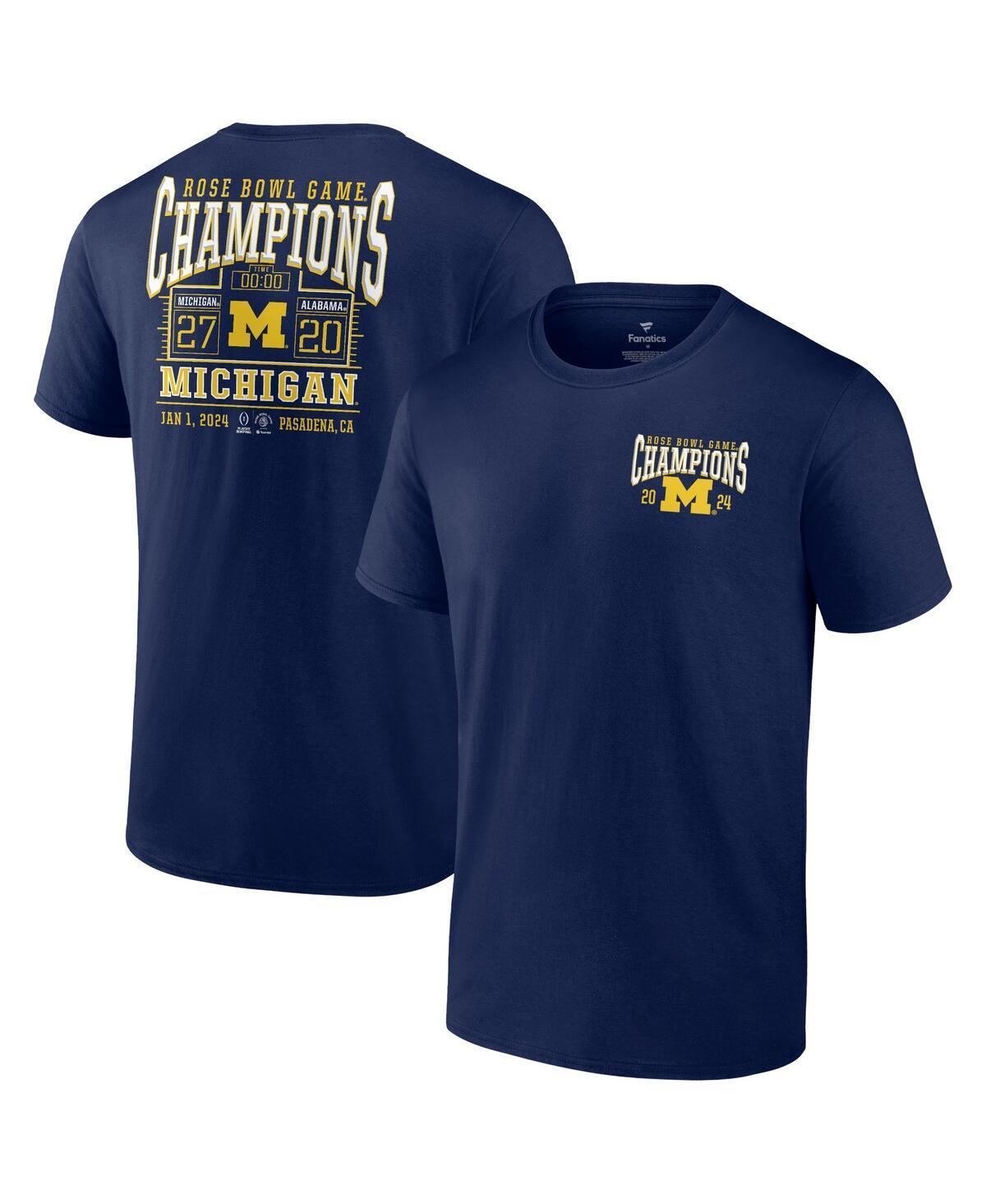 Mens Fanatics Navy Michigan Wolverines College Football Playoff 2024 Rose Bowl Champions Score T-shirt Product Image