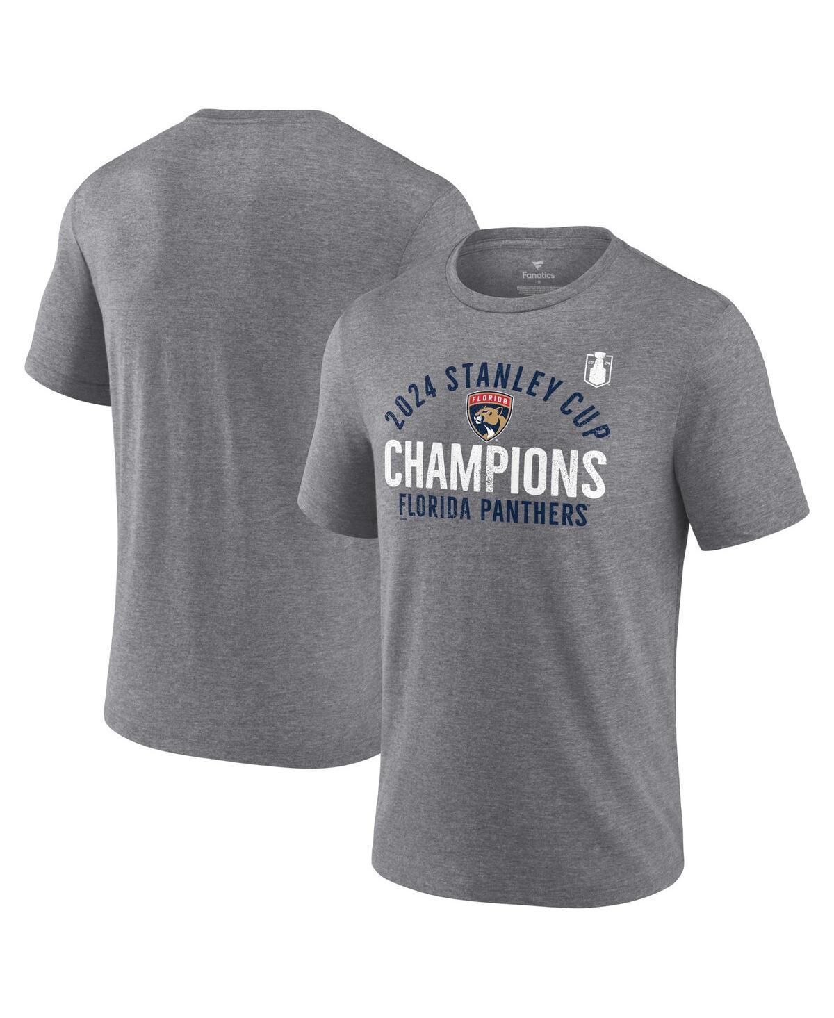 Fanatics Mens Heather Gray Florida Panthers 2024 Stanley Cup Champions Rush Tri-Blend T-Shirt Product Image