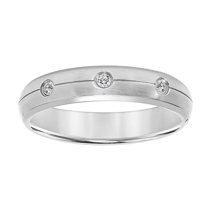 Mens Titanium Comfort 1/10 Carat T.W. Diamond Three-Stone Band Ring, White Product Image