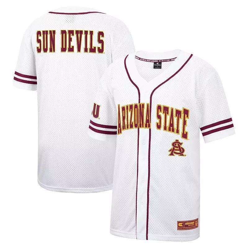 Mens Colosseum White Arizona State Sun Devils Free Spirited Mesh Button-Up Baseball Jersey Product Image