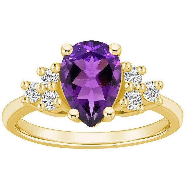 Alyson Layne 14k White Gold Pear Shape Amethyst & 1/3 Carat T.W. Diamond Ring, Womens Product Image