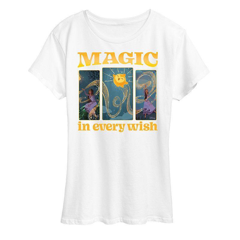 Disneys Wish Asha Womens Magic In Every Wish Graphic Tee, Girls Blue Product Image