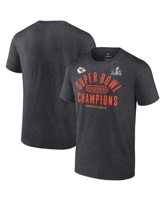 Mens Fanatics Heather Charcoal Kansas City Chiefs Super Bowl Lviii Champions Under The Lights T-shirt Product Image