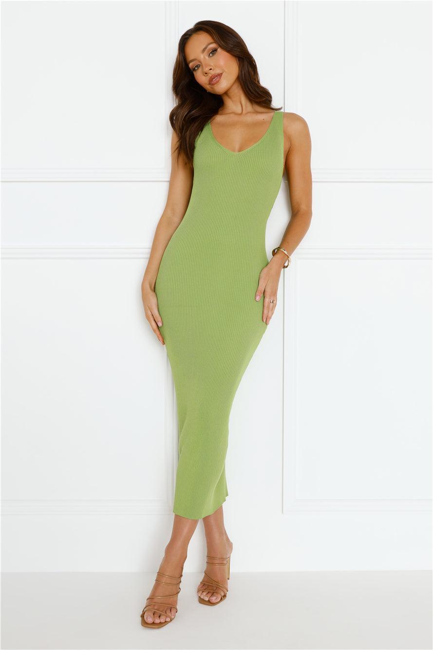 Rotation Ribbed Midi Dress Green Product Image