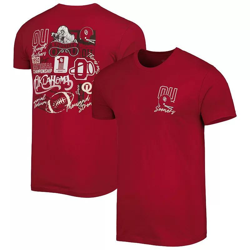 Mens Crimson Oklahoma Sooners Vintage-Inspired Through the Years Two-Hit T-shirt Product Image