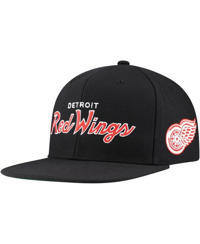 Mens Mitchell & Ness Black Detroit Red Wings Core Team Script 2.0 Snapback Hat Product Image