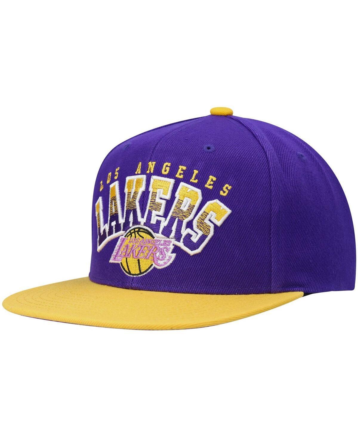 Mens Mitchell & Ness /Gold Los Angeles Lakers Hardwood Classics Gradient Wordmark Snapback Hat Product Image