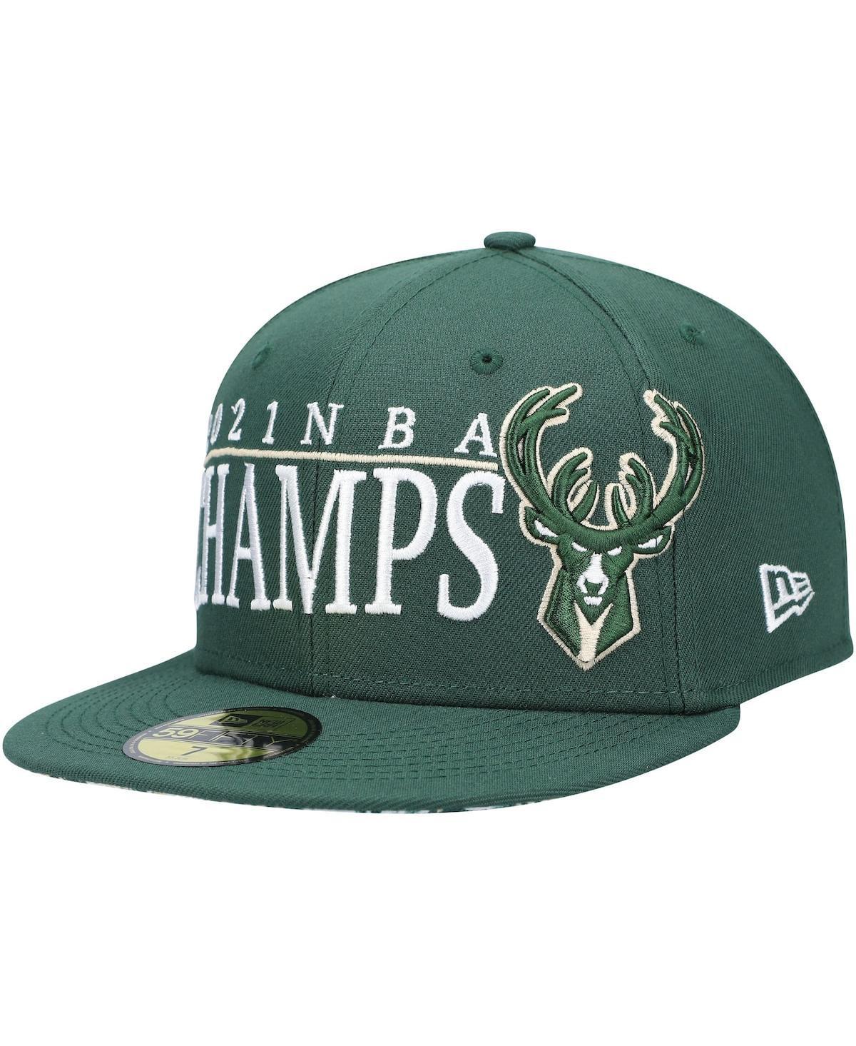 Mens New Era Hunter Green Milwaukee Bucks 2021 Nba Champs Retro Pop Undervisor 59Fifty Fitted Hat Product Image