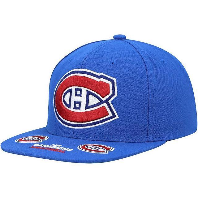 Mens Mitchell & Ness Blue Montreal Canadiens Vintage Hat Trick Snapback Hat Product Image