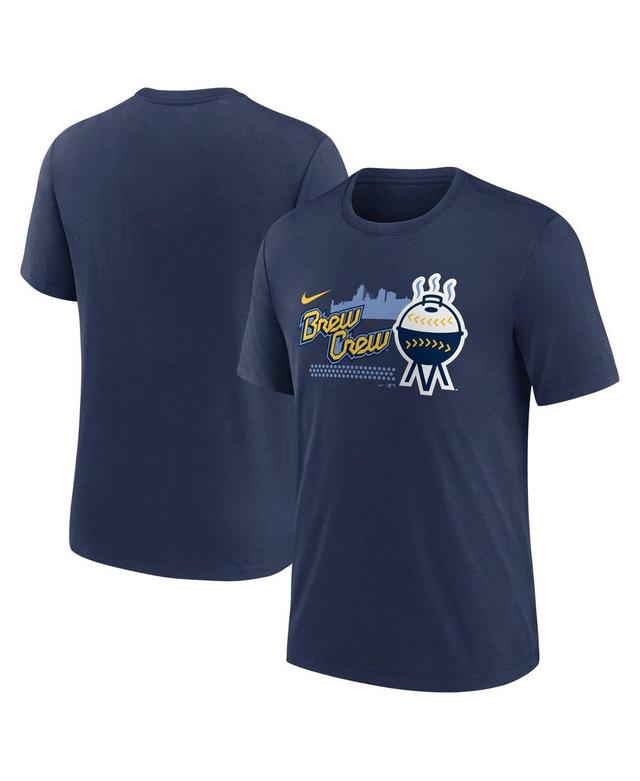 NIKE Navy Milwaukee Brewers City Connect Tri-blend T-shirt Product Image