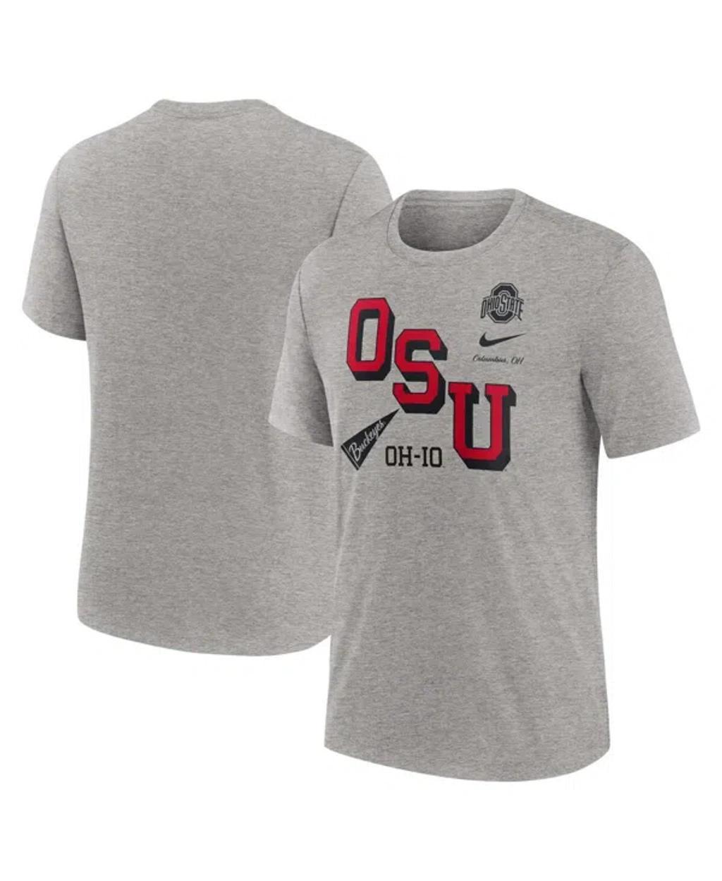 NIKE Men's Heather Gray Ohio State Buckeyes Blitz Roll Call Tri-blend T-shirt Product Image