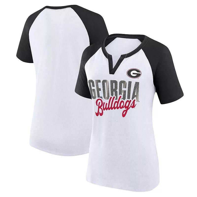 Womens Profile /Black Georgia Bulldogs Plus Size Best Squad Shimmer Raglan Notch Neck T-Shirt Product Image