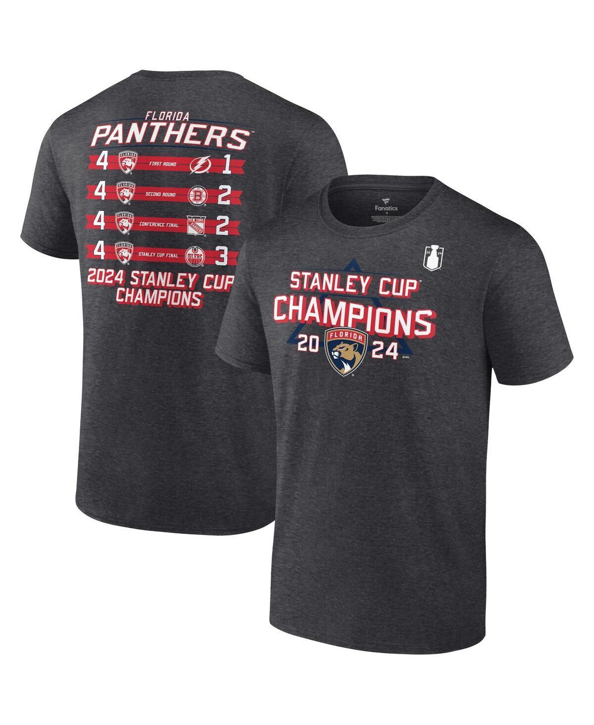 Fanatics Mens Heather Charcoal Florida Panthers 2024 Stanley Cup Champions Schedule T-Shirt Product Image