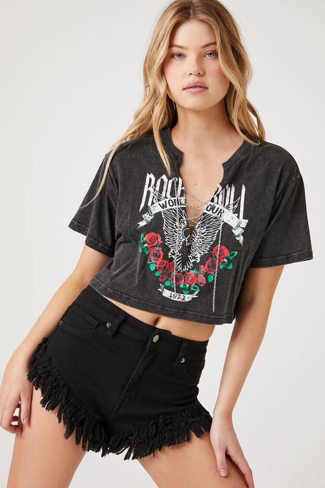 Rock & Roll Chain Cropped Tee | Forever 21 Product Image