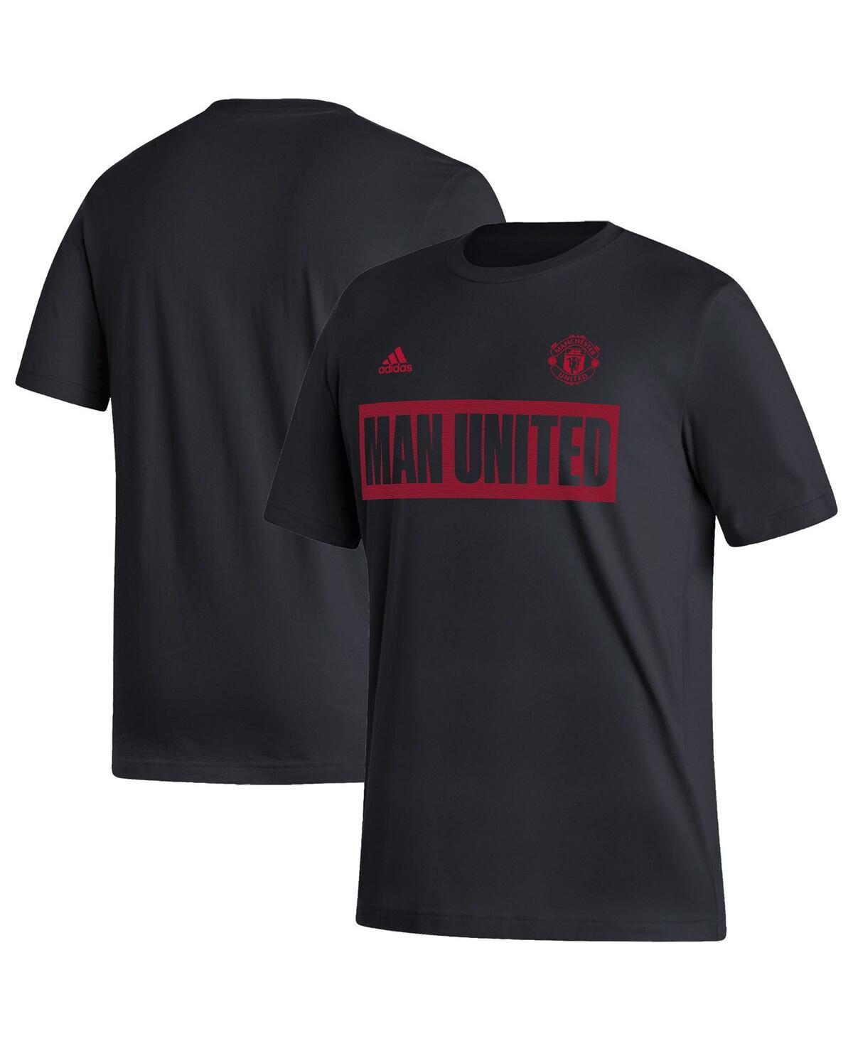 Mens adidas Black Manchester United Culture Bar T-shirt Product Image