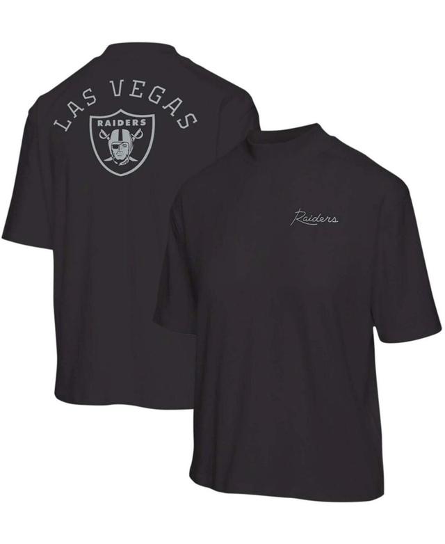 Womens Black Las Vegas Raiders Half-Sleeve Mock Neck T-shirt Product Image