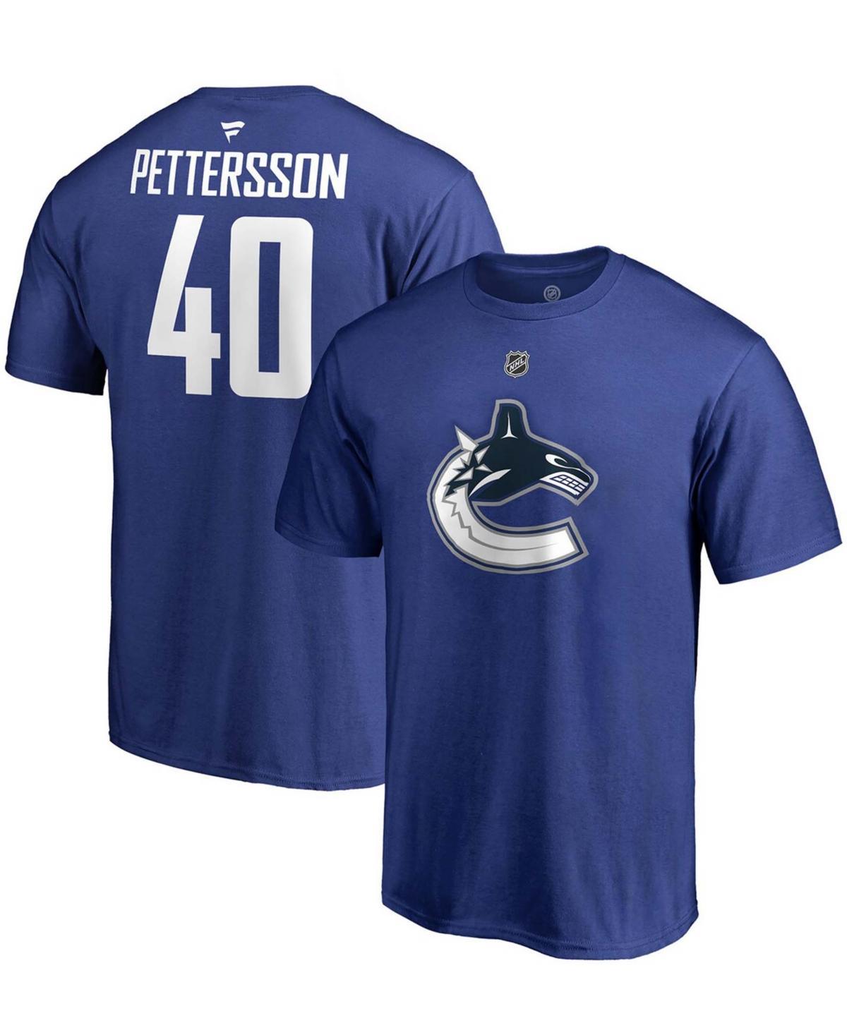 Mens Fanatics Branded Elias Pettersson Blue Vancouver Canucks Team Authentic Stack Name & Number T-Shirt Product Image