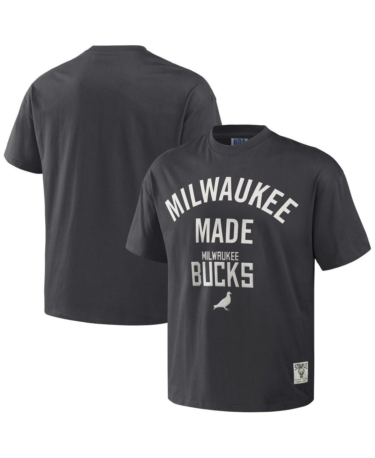 Mens NBA x Staple Anthracite Milwaukee Bucks Heavyweight Oversized T-Shirt Product Image