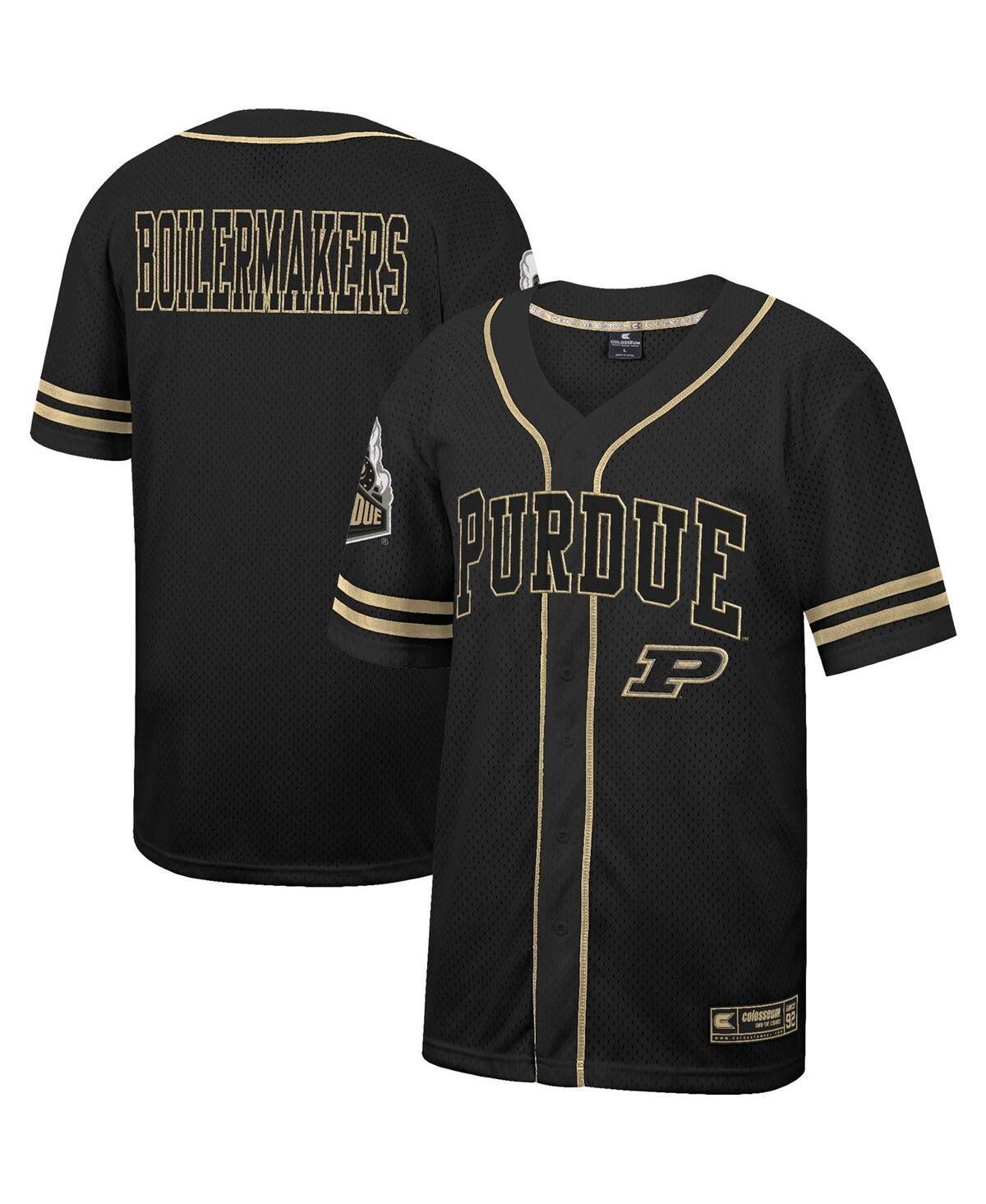 Mens Colosseum Black Purdue Boilermakers Free Spirited Mesh Button-Up Baseball Jersey - Black Product Image