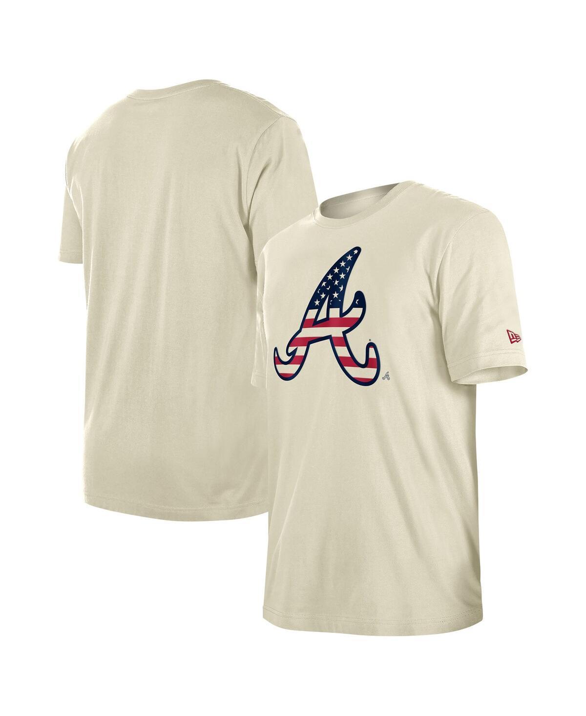 Mens New Era Cream Atlanta Braves 4th of July Flag Fill T-Shirt Product Image